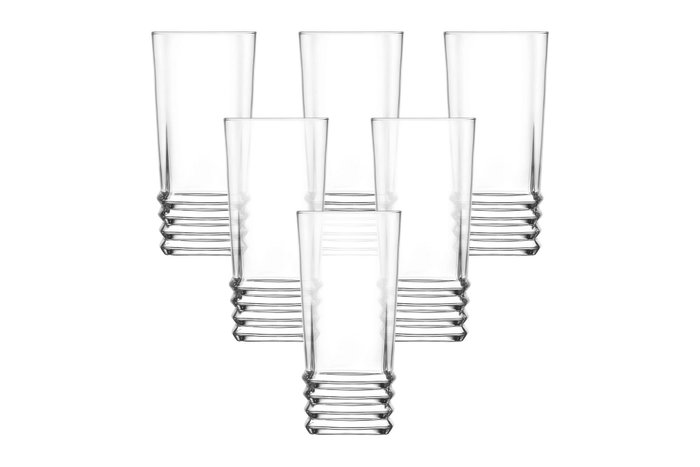 Hermia LV-ELG379F Juego de 6 Vasos de Vidrio Transparente de 335 ml